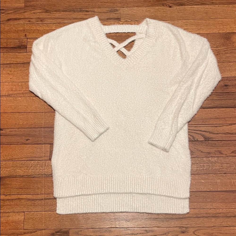 Pink Rose White Sweater